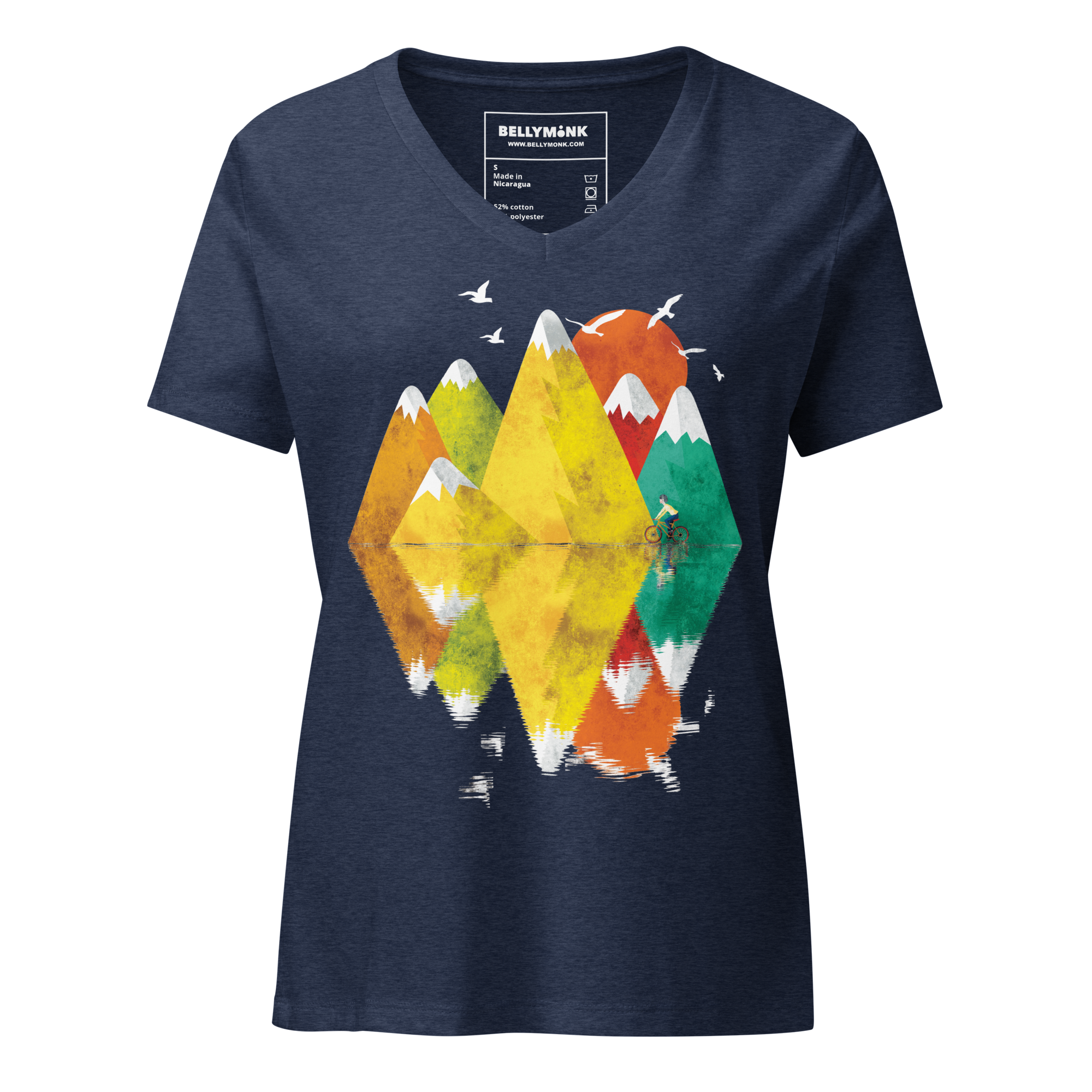 womens-relaxed-v-neck-t-shirt-heather-navy-front-68c46f982161f.png Reflection- Women’s relaxed v-neck t-shirt - Image 1