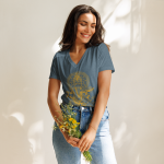 Ganesh- Gold Print- Women’s relaxed v-neck t-shirt - Image 2