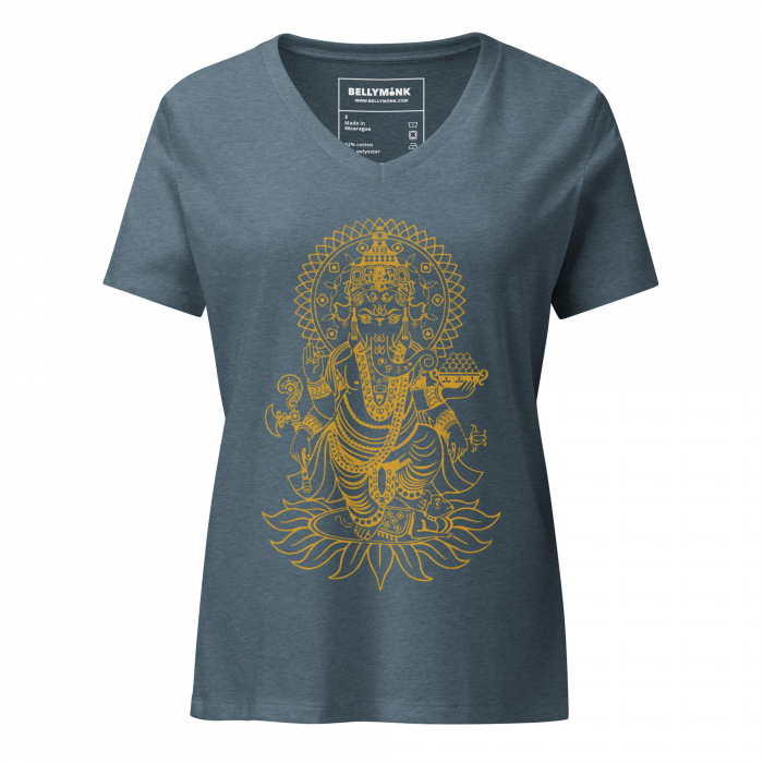 Ganesh- Gold Print- Women’s relaxed v-neck t-shirt - Image 5