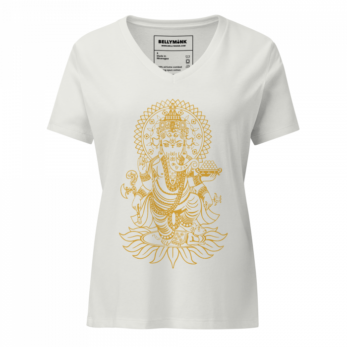Ganesh- Gold Print- Women’s relaxed v-neck t-shirt - Image 6