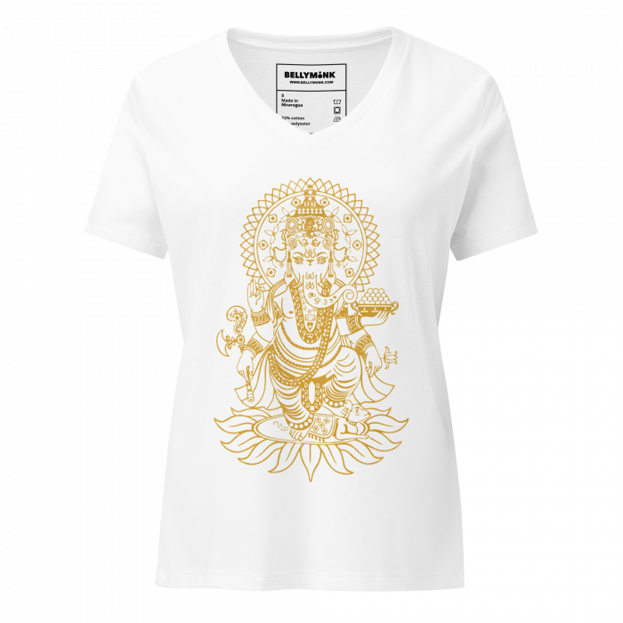 Ganesh- Gold Print- Women’s relaxed v-neck t-shirt - Image 7